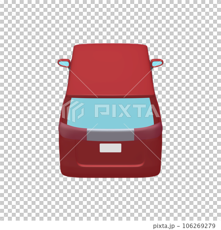 自動車のイラスト素材　デフォルメ　ミニバン　ディープレッド（1_n） 106269279