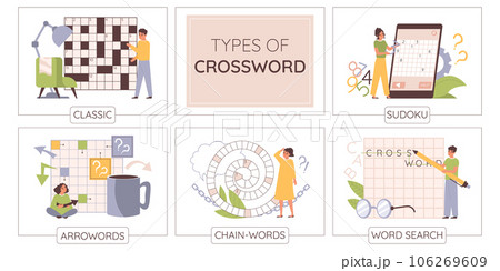 Crossword Types Flat Infographics Crossword Types Flat Infographics 106269609