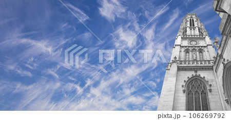 Great gothic church of Saint Germain l Auxerrois (against the background of sky with clouds), Paris, France Great gothic church of Saint Germain l Auxerrois (against the background of sky with clouds), Paris, France 106269792