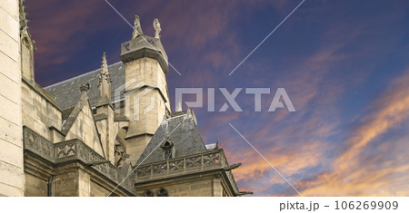 Great gothic church of Saint Germain l Auxerrois (against the background of a sky at sunset), Paris, France Great gothic church of Saint Germain l Auxerrois (against the background of a sky at sunset), Paris, France 106269909