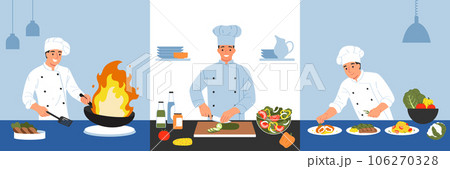 Chef Cooks Square Compositions 106270328