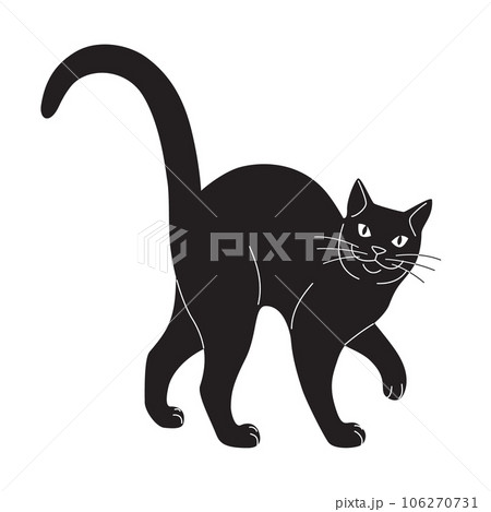 Monochrome Slinking Cat Isolated on White 106270731