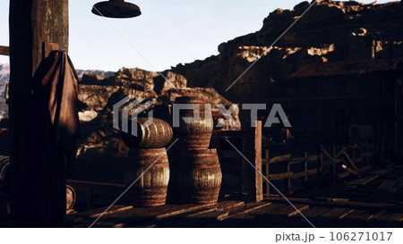 medieval port with lifting cargo 106271017