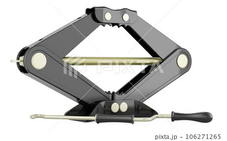 Black scissor jack, car lifter, 3D rendering 106271265