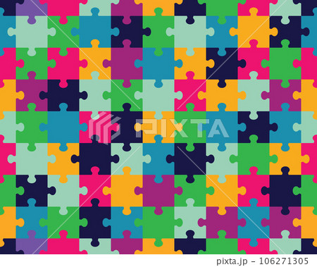 Separate pieces of colorful puzzle, seamless illustration Separate pieces of colorful puzzle, seamless illustration 106271305