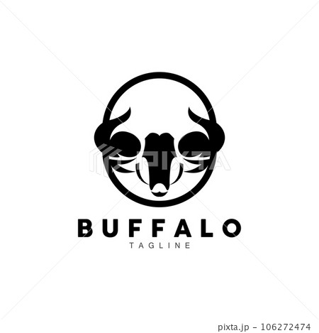 Buffalo Logo, Livestock Farm Animal Vector, Buffalo Head Design Simple Template Silhouette 106272474