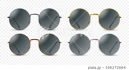 Vector 3d Realistic Round Frame Glasses Frame Isolated. Transparent Sunglasses for Women and Men, Accessory. Optics, Lens, Vintage, Trendy Glasses. Front View Vector 3d Realistic Round Frame Glasses Frame Isolated. Transparent Sunglasses for Women and Men, Accessory. Optics, Lens, Vintage, Trendy Glasses. Front View 106272664