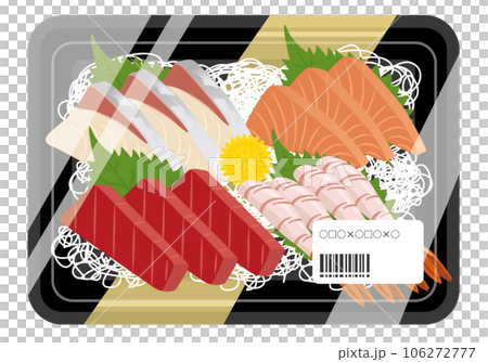 Assortment of 4 types of sashimi in a pack 106272777