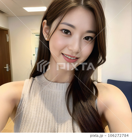 ホテル室内でカメラ目線でこちらを向いている若い素敵な女性を生成で描きました ホテル室内でカメラ目線でこちらを向いている若い素敵な女性を生成で描きました 106272784