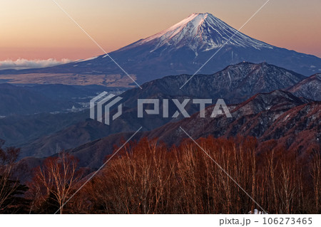 雁ヶ腹摺山から見る朝焼けの富士山 106273465