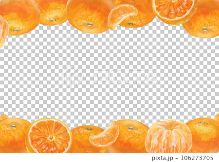 水彩絵の具で手描きしたリアルなみかんの背景イラストのイラスト素材