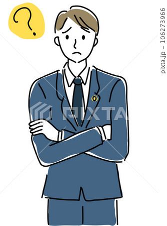 悩む男性弁護士のシンプル線画イラスト 106273966