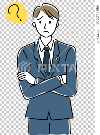 悩む男性弁護士のシンプル線画イラスト 106273966