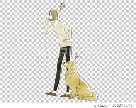 troubled woman and dog troubled woman and dog 106275175