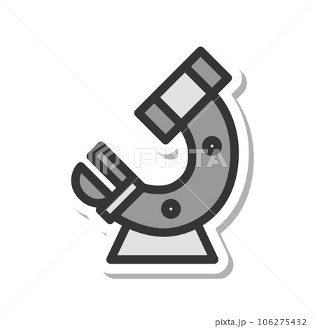 ステッカー風医療関連の単品アイコン　顕微鏡　斜め 106275432