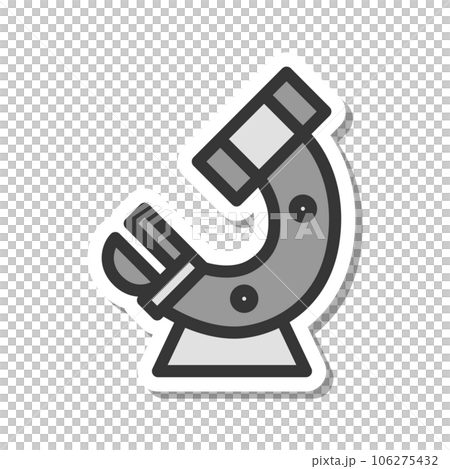 Sticker-style medical-related single item icon microscope oblique 106275432