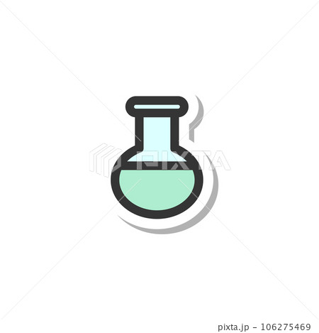 ステッカー風医療関連の単品アイコン 丸底フラスコ ステッカー風医療関連の単品アイコン 丸底フラスコ 106275469