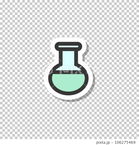 ステッカー風医療関連の単品アイコン 丸底フラスコ ステッカー風医療関連の単品アイコン 丸底フラスコ 106275469