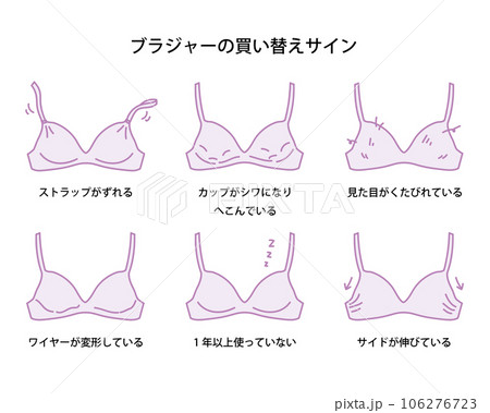 古くなったブラジャーを買い替える目安のイラスト 古くなったブラジャーを買い替える目安のイラスト 106276723