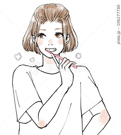 歯みがきをする女性のイラスト素材 [106277780] - PIXTA