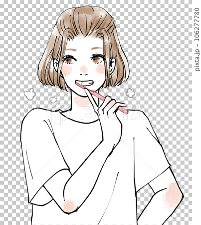 歯みがきをする女性のイラスト素材 [106277780] - PIXTA