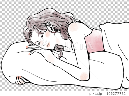 女人抱著枕頭睡覺 106277782