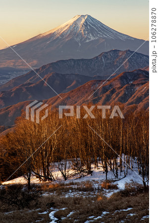 雁ヶ腹摺山から見る朝焼けの富士山 106278870