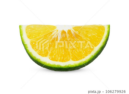 Sliced Acidless orange isolated on white background. 106279926