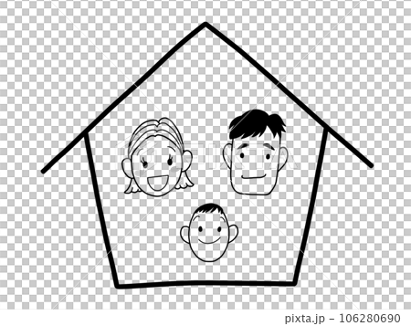 一家三口線描插圖 一家三口線描插圖 106280690