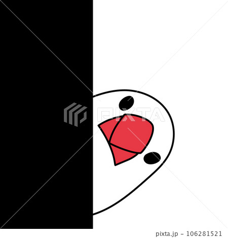 白文鳥がチラッと覗いているイラスト素材　黒 106281521