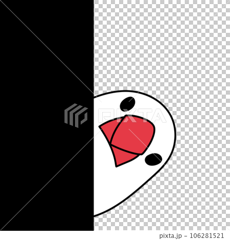 白文鳥がチラッと覗いているイラスト素材　黒 106281521