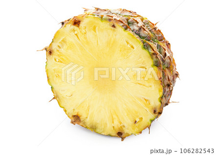 Pineapple half isolated. Cut pineapples on white background. File contains clipping path. 106282543