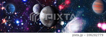 star particle motion on black background, starlight nebula in galaxy at universe Space background. This image furnished by NASA 106282779