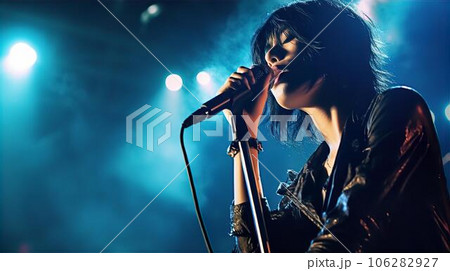 ライブハウスでバラードを歌うバンドマン・歌手・ミュージシャン（Generative AI） 106282927