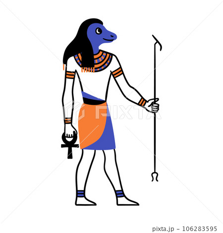 Cartoon Color Character Egyptian God Kek Egypt Myth Concept Flat Design Style. Vector illustration of Ancient Mythology Personage or Sculpture Cartoon Color Character Egyptian God Kek Egypt Myth Concept Flat Design Style. Vector illustration of Ancient Mythology Personage or Sculpture 106283595