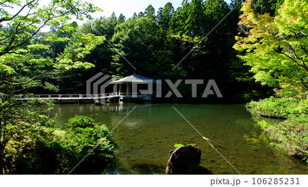 小泉潟公園水心苑　光さす池と東屋　秋田市 106285231