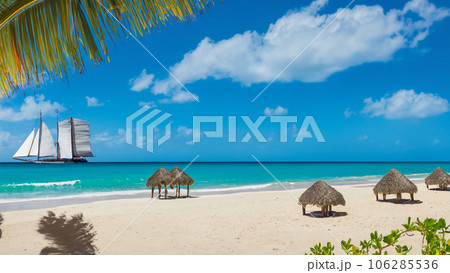 beach with palm trees and beach 106285536