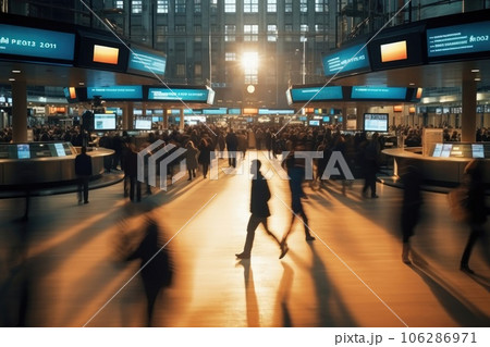 Many business people working at corporate, motion blur concept, Ai Generative 106286971