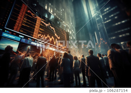 Stock exchange market and investment. Many business people in stock market. Generative AI 106287154