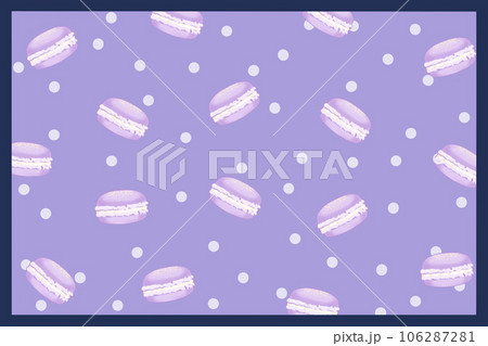 マカロン柄　マカロン模様　イラスト　パステルカラー　ドット　水玉模様　浮遊　カラフルなマカロンの背景 106287281