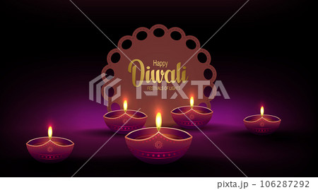 Illustration with Diwali oil lamp. Indian festival of lights Diwali 106287292