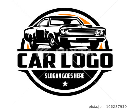 dodge super bee 1969. car logo design simple. isolated white background with sunset view. Best for emblem, icon, sticker design, car industry 106287930