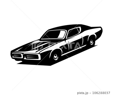 1969 dodge super bee car. isolated white background showing from front in derivative style. Best for logo, badge, emblem, icon, sticker design, car industry, t-shirt design. available in eps 10 106288037
