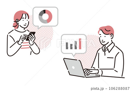人物 スマホやパソコンで新NISAをする男女 人物 スマホやパソコンで新NISAをする男女 106288087