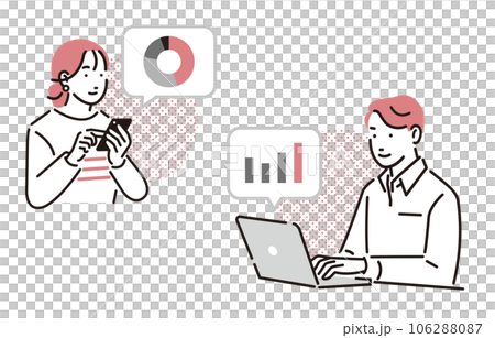 人物 スマホやパソコンで新NISAをする男女 人物 スマホやパソコンで新NISAをする男女 106288087