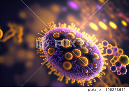 Macro of bacteria. Microbiology pathogen cell. Generative AI 106288633