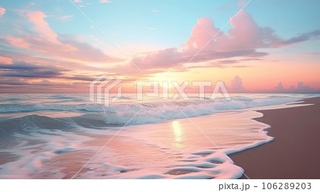 ピンクに染まった夕方の海(ai生成画像) ピンクに染まった夕方の海(ai生成画像) 106289203