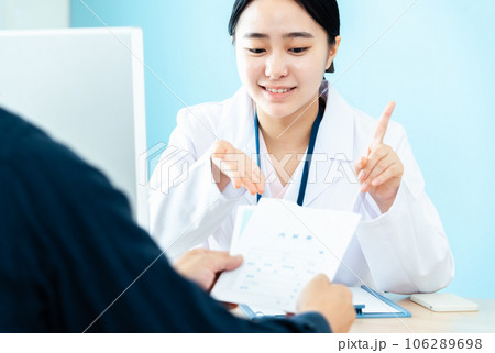 服薬指導をする薬剤師の女性 106289698