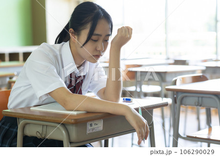 教室で勉強する女子高生 106290029