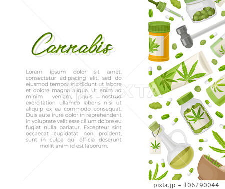 Cannabis CBD Product Banner Design Green Vector Template Cannabis CBD Product Banner Design Green Vector Template 106290044